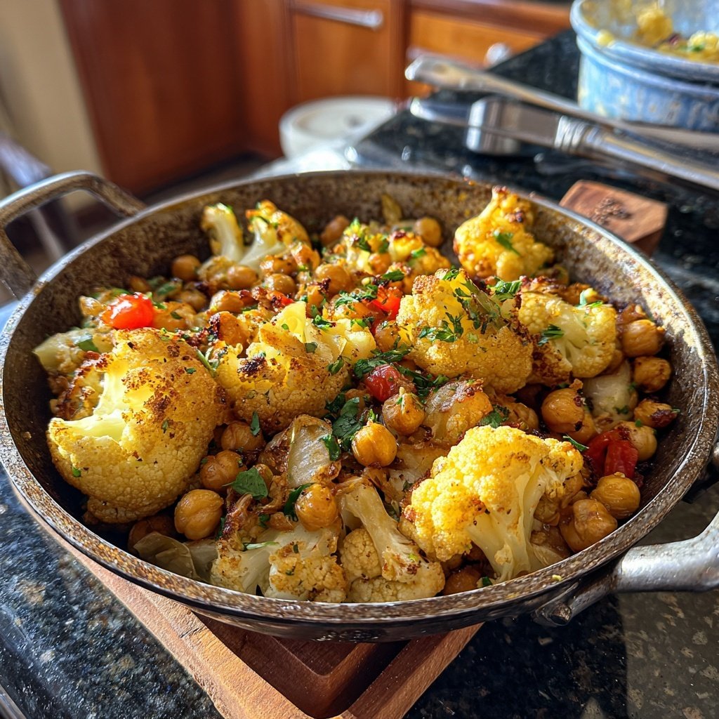 Blumenkohl Pfanne Mit Kichererbsen