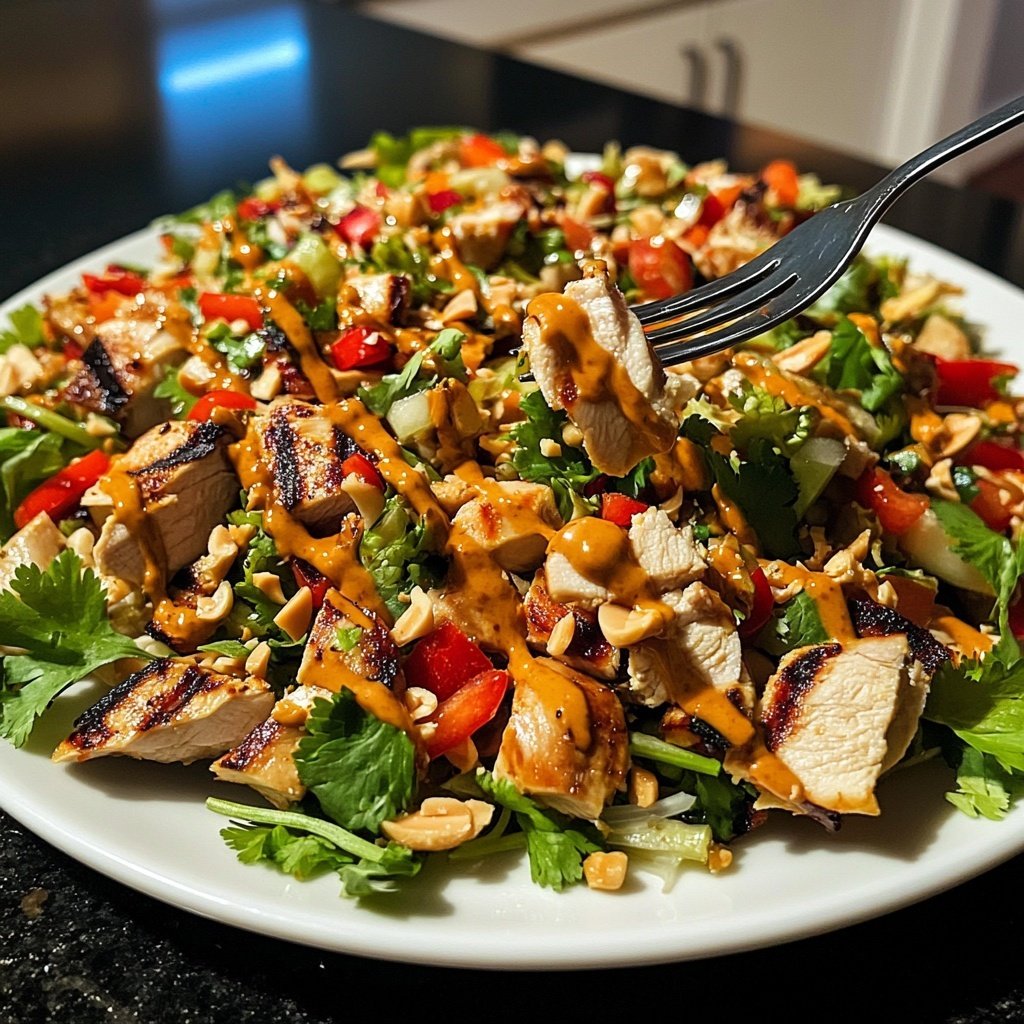 Thai Erdnuss Hähnchen Salat