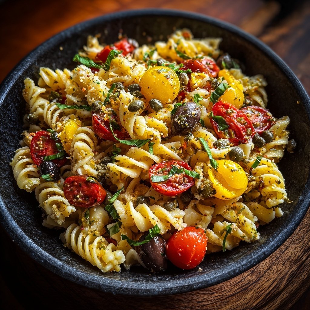 Mediterraner Nudelsalat Mit Kapern