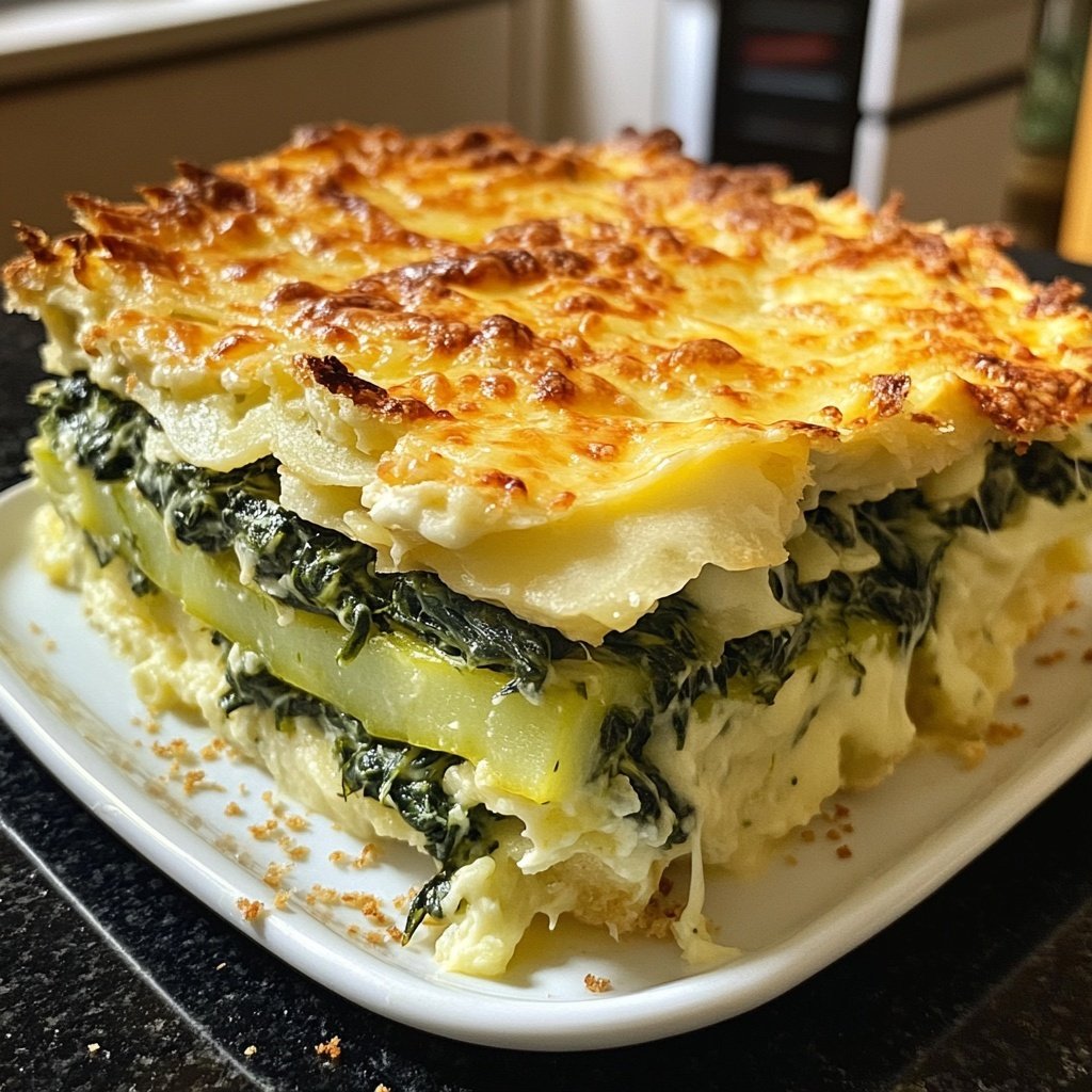 Kartoffelauflauf mit Spinat