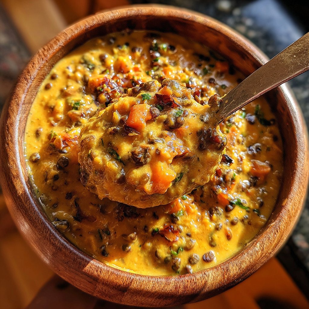 Vegetarisches Abendessen mit Linsencurry