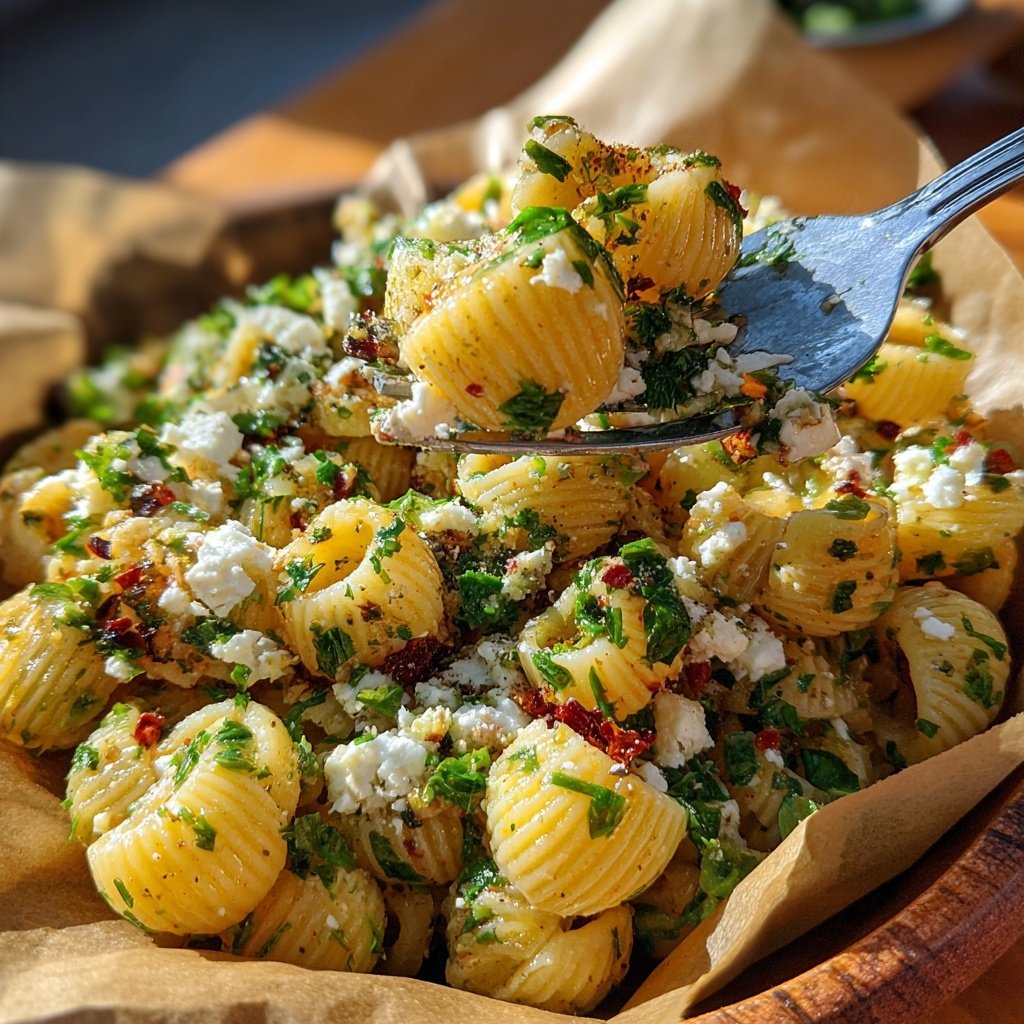 Mediterraner Nudelsalat Mit Petersilie Und Feta
