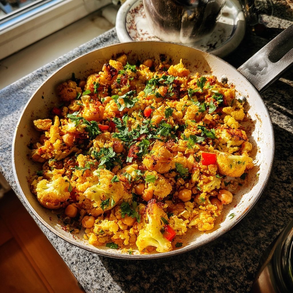 Blumenkohl Pfanne Mit Kichererbsen